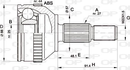 Open Parts CVJ5200.10 - Шарнирный комплект, ШРУС, приводной вал autosila-amz.com