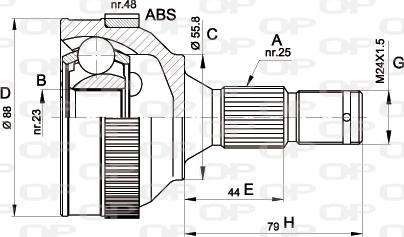 Open Parts CVJ5208.10 - Шарнирный комплект, ШРУС, приводной вал autosila-amz.com