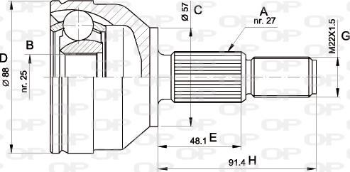 Open Parts CVJ5202.10 - Шарнирный комплект, ШРУС, приводной вал autosila-amz.com