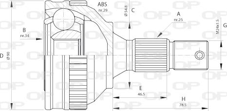 Open Parts CVJ5216.10 - Шарнирный комплект, ШРУС, приводной вал autosila-amz.com