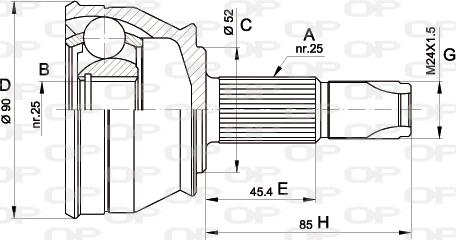 Open Parts CVJ5211.10 - Шарнирный комплект, ШРУС, приводной вал autosila-amz.com