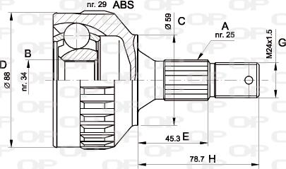 Open Parts CVJ5287.10 - Шарнирный комплект, ШРУС, приводной вал autosila-amz.com
