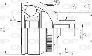 Open Parts CVJ5233.10 - Шарнирный комплект, ШРУС, приводной вал autosila-amz.com