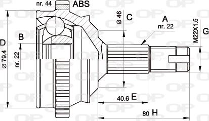 Open Parts CVJ5225.10 - Шарнирный комплект, ШРУС, приводной вал autosila-amz.com