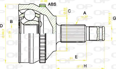 Open Parts CVJ5222.10 - Шарнирный комплект, ШРУС, приводной вал autosila-amz.com