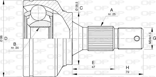 Open Parts CVJ5741.10 - Шарнирный комплект, ШРУС, приводной вал autosila-amz.com