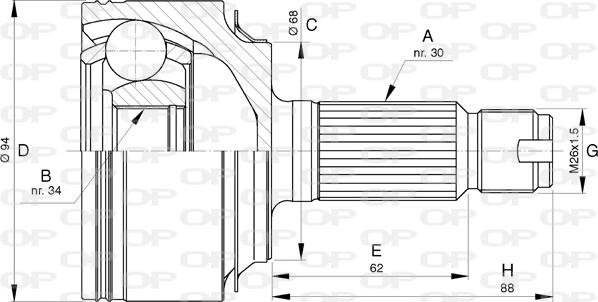 Open Parts CVJ5758.10 - Шарнирный комплект, ШРУС, приводной вал autosila-amz.com