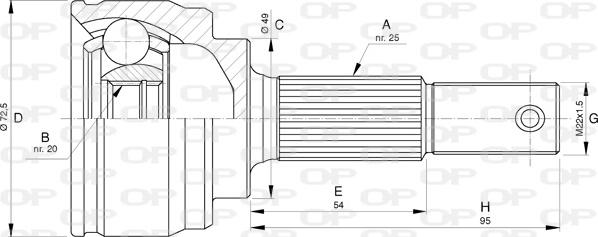 Open Parts CVJ5752.10 - Шарнирный комплект, ШРУС, приводной вал autosila-amz.com