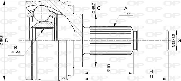 Open Parts CVJ5783.10 - Шарнирный комплект, ШРУС, приводной вал autosila-amz.com