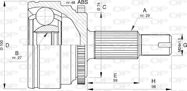 Open Parts CVJ5738.10 - Шарнирный комплект, ШРУС, приводной вал autosila-amz.com