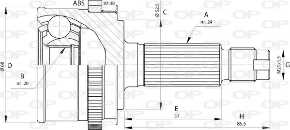 Open Parts CVJ5728.10 - Шарнирный комплект, ШРУС, приводной вал autosila-amz.com