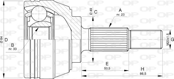 Open Parts CVJ5727.10 - Шарнирный комплект, ШРУС, приводной вал autosila-amz.com