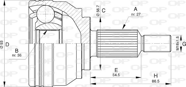 Open Parts CVJ5779.10 - Шарнирный комплект, ШРУС, приводной вал autosila-amz.com
