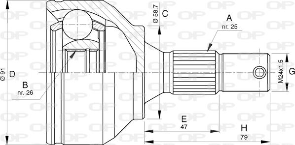 Open Parts CVJ5775.10 - Шарнирный комплект, ШРУС, приводной вал autosila-amz.com