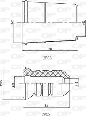 Open Parts DCK5074.04 - Пылезащитный комплект, амортизатор autosila-amz.com
