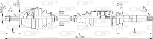 Open Parts DRS6057.00 - Приводной вал autosila-amz.com