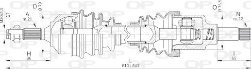 Open Parts DRS6155.00 - Приводной вал autosila-amz.com
