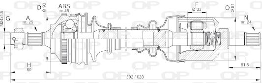 Open Parts DRS6129.00 - Приводной вал autosila-amz.com