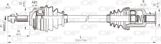 Open Parts DRS6364.00 - Приводной вал autosila-amz.com