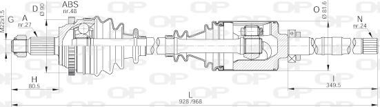 Open Parts DRS6244.00 - Приводной вал autosila-amz.com