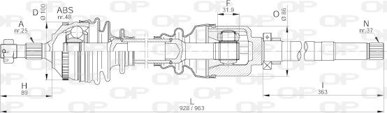 Open Parts DRS6203.00 - Приводной вал autosila-amz.com
