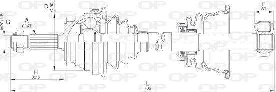 Open Parts DRS6283.00 - Приводной вал autosila-amz.com