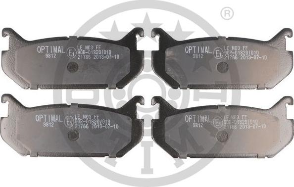 Optimal 9812 - Тормозные колодки, дисковые, комплект autosila-amz.com