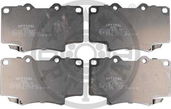 Optimal BP-09836 - Тормозные колодки, дисковые, комплект autosila-amz.com
