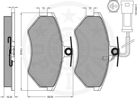 Optimal 9775 - Тормозные колодки, дисковые, комплект autosila-amz.com