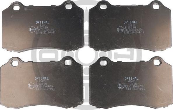 Optimal 43430 - Тормозные колодки, дисковые, комплект autosila-amz.com