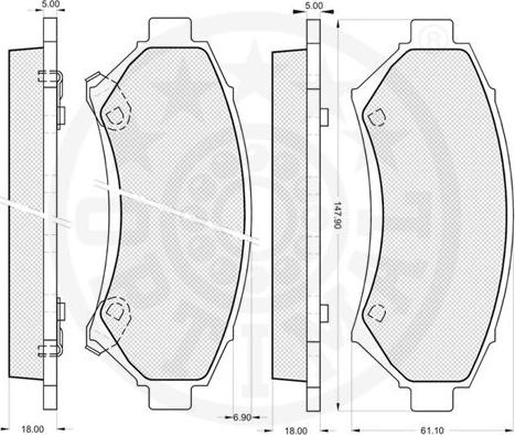 Optimal 10190 - Тормозные колодки, дисковые, комплект autosila-amz.com