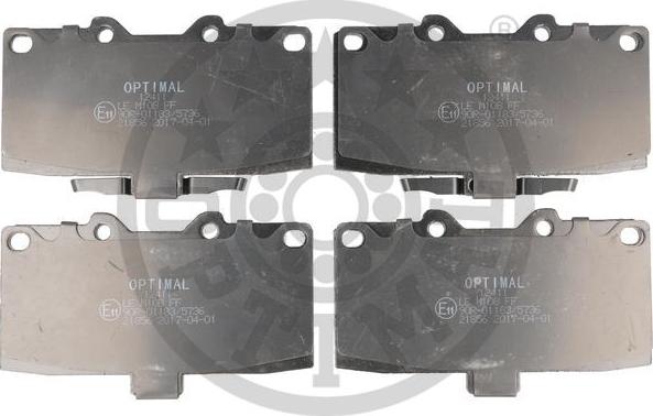 Optimal 12411 - Тормозные колодки, дисковые, комплект autosila-amz.com