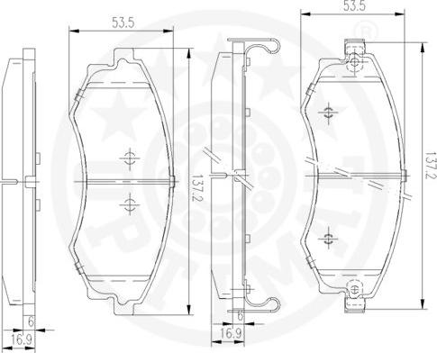 Optimal 12572 - Тормозные колодки, дисковые, комплект autosila-amz.com