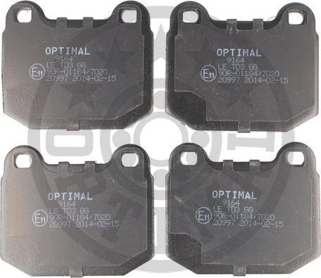 Optimal BP-09164 - Тормозные колодки, дисковые, комплект autosila-amz.com