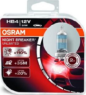 Osram 9006NBU-HCB - ЛАМПА 12V HB4 51W P22D +110% (БОКС 2ШТ) NIGHT BREAKER UNLIMITED OSRAM 9006NBUHCB autosila-amz.com