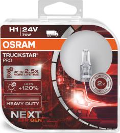 Osram 64155TSP-HCB - Автолампа H1 (70) P14.5s +120% TRUCKSTAR PRO (евробокс, 2шт) 24V OSRAM /1/10/100 NEW autosila-amz.com
