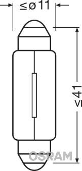 Osram 6411 - лампа ORIGINAL LINE! 1шт. (C5W) 12V 10W SV8.5-8 L=41 mm качество ориг. з/ч (ОЕМ)\ autosila-amz.com