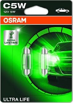 Osram 6418ULT-02B - Автолампа C5W (SV8.5/8) ULTRA LIFE (блистер, 2шт) 12V OSRAM /1/10 autosila-amz.com