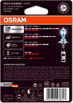 Osram 64210NBL-01B - Снят, замена 64210NL-01B H7 12V 55W PX26d NIGHT BREAKER LASER +130% больше света 1 шт. HCV autosila-amz.com