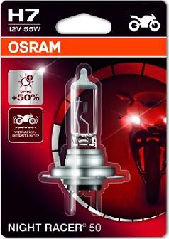 Osram 64210NR5-01B - лампа NIGHT RACER 50! 1шт. (H7) 12V 55W PX26d +50% света\ autosila-amz.com