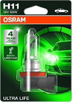 Osram 64211ULT-01B - Лампа 12V H11 55W PGJ19-2 блистер (1шт.) увеличенный срок службы Ultra Life OSRAM autosila-amz.com