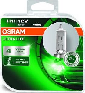 Osram 64211ULT-HCB - Комплект ламп H11 12V 55W PGJ19-2 ULTRA LIFE 4 года гарантии 2шт.(1к-т) autosila-amz.com