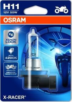 Osram 64211XR-01B - 64211XR-01B Лампа H11 12V-55W (PGJ19-2) X-RACER +20% ,вибростойкая (блистер 1шт.) autosila-amz.com
