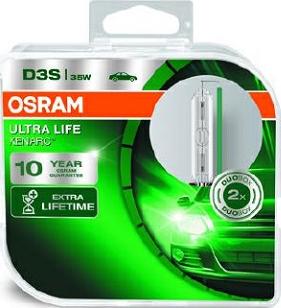 Osram 66340ULT-HCB - Автолампа D3S (35) PK32d-5+70% XENON ULTRA LIFE 4150K (евробокс, 2шт) 42V OSRAM /1/10 autosila-amz.com
