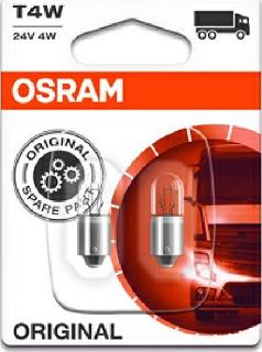 Osram 3930-02B - Автозапчасть/Комплект ламп накаливания блистер 2шт T4W 24V 4W BA9S autosila-amz.com