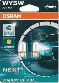 Osram 2827DC-02B - Лампа 2827DC-02B WY5W 12V W2,1x9,5d diadem chrome (оранж.) стекл. цоколь, 2шт. в блистере autosila-amz.com