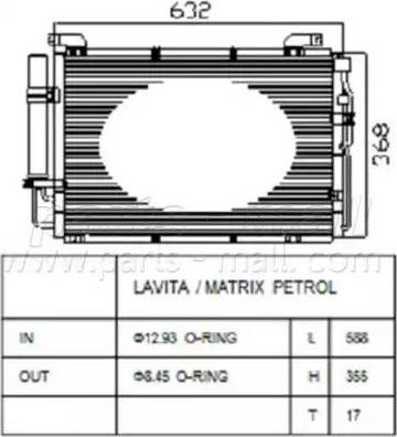 Parts-Mall PXNCA-009 - Конденсатор кондиционера autosila-amz.com