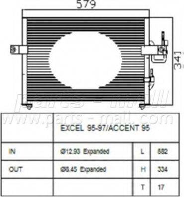 Parts-Mall PXNCA-038 - Конденсатор кондиционера autosila-amz.com