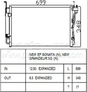 Parts-Mall PXNCA-070 - Конденсатор кондиционера autosila-amz.com