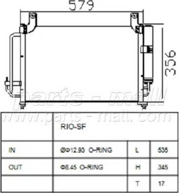 Parts-Mall PXNCB-031 - Конденсатор кондиционера autosila-amz.com